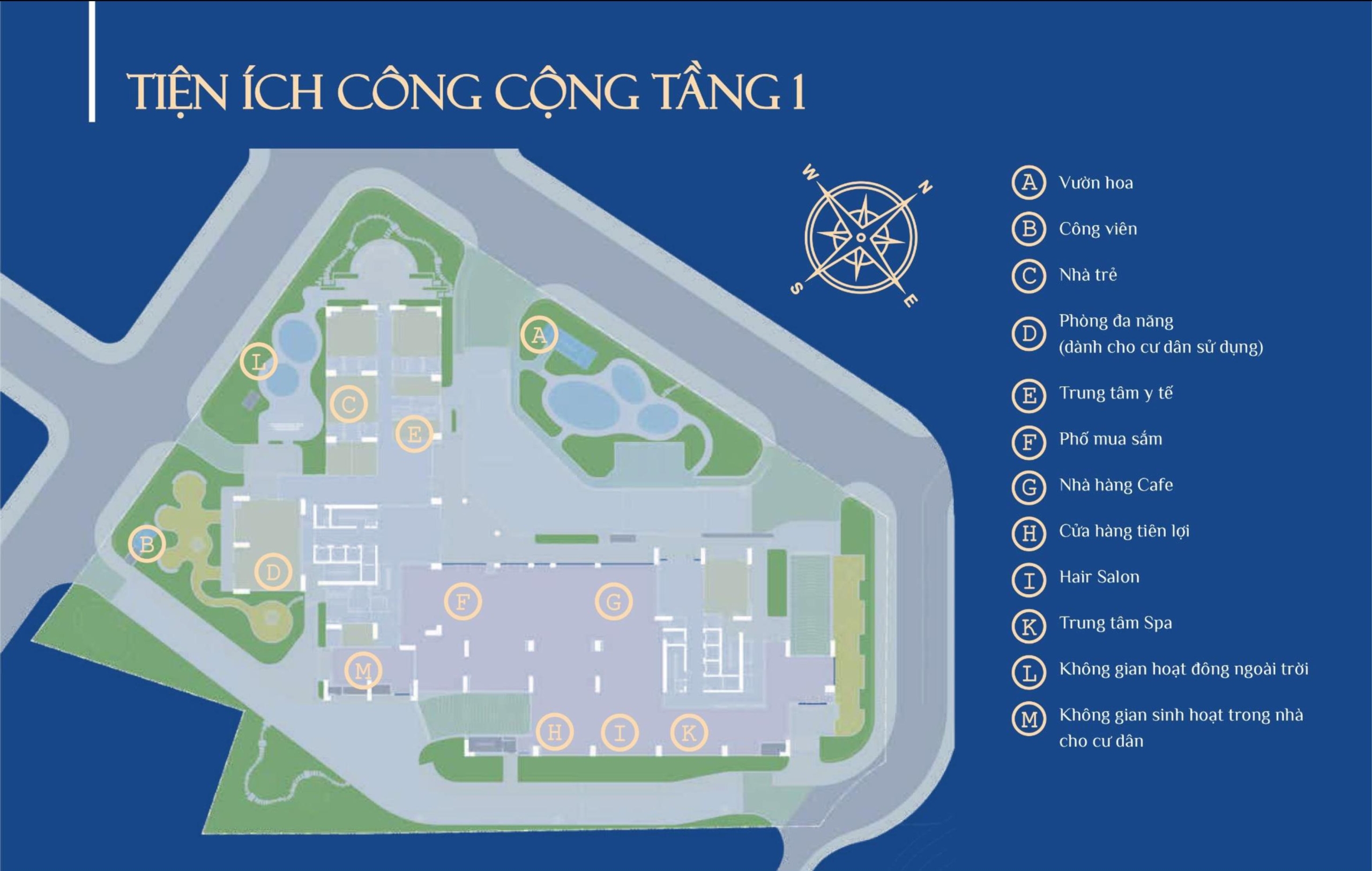 Tiện ích công cộng tầng 1 Lakeside Garden Hải Phòng